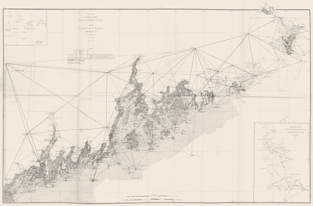 MAINE Coastal survey USCGS.Portland. Inset Portland Harbor 1881 old map