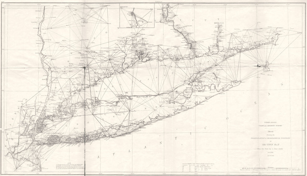 NEW YORK CONNECTICUT NJ Coastal survey. USCGS LONG ISLAND NYC-Pt Judith 1881 map