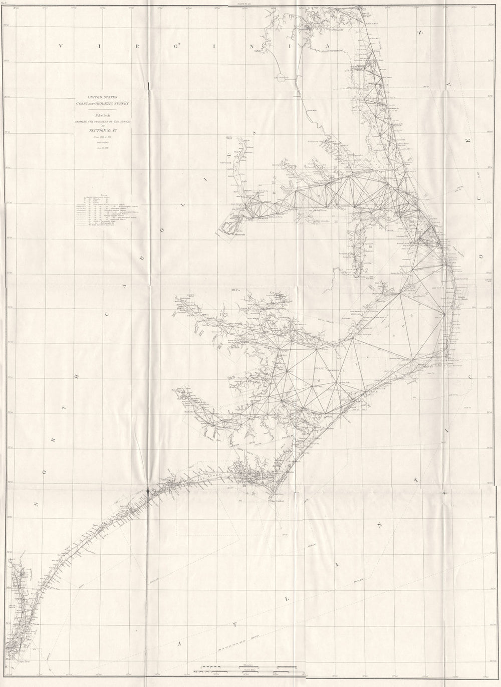 CAPE HATTERAS. North Carolina USCGS coastal survey. Virginia 1881 old map