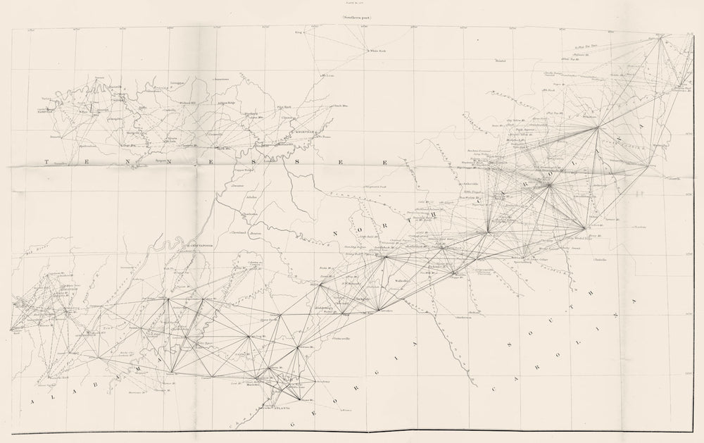 TENNESSEE NORTH SOUTH CAROLINA GEORGIA. USCGS Triangulation 1881 old map
