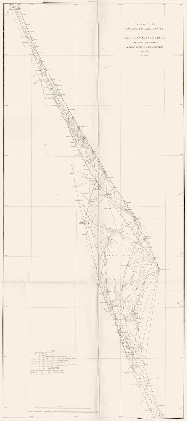 FLORIDA East coast USCGS. Halifax river to Cape Canaveral.Daytona Beach 1881 map