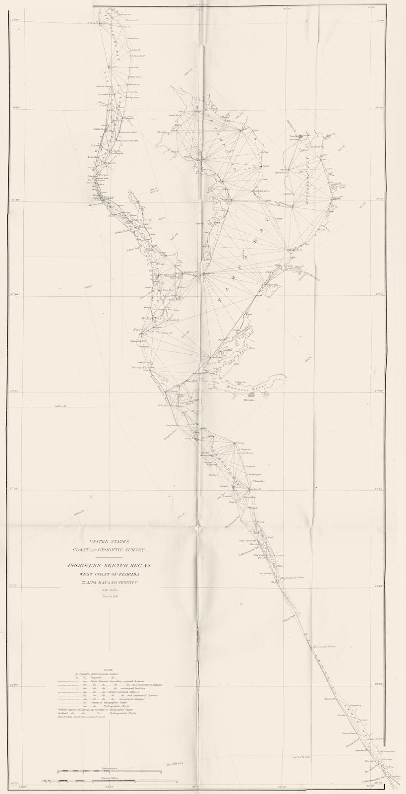 FLORIDA West Gulf coastal USCGS survey.Tampa Bay St Petersburg Sarasota 1881 map