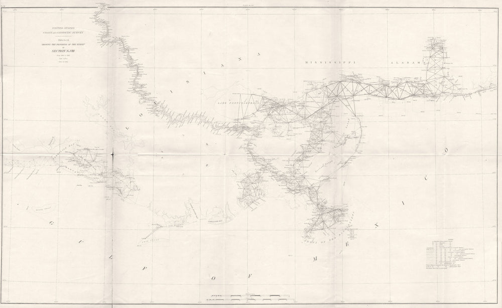 MISSISSIPPI DELTA & RIVER Coast survey. Louisiana Alabama. USCGS 1881 old map