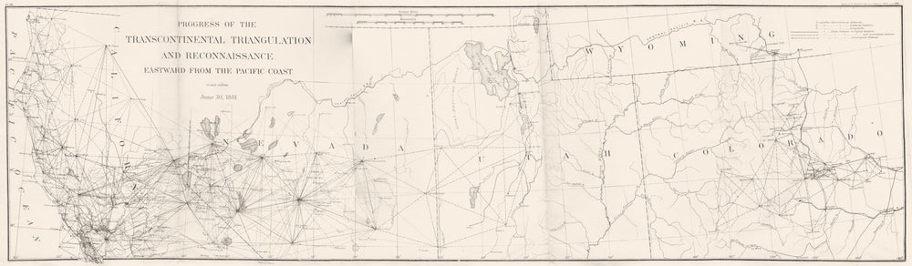 USCGS Transcontinental Triangulation. California Nevada Utah Colorado 1881 map
