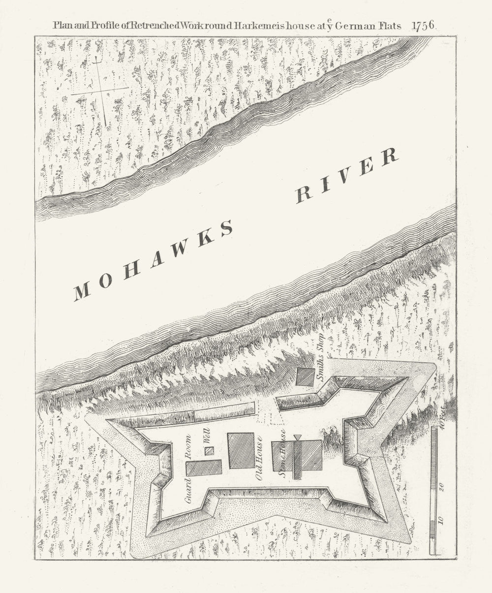 Herkimer House, German Flatts, New York State. Mohawk River 1756 (1849) map
