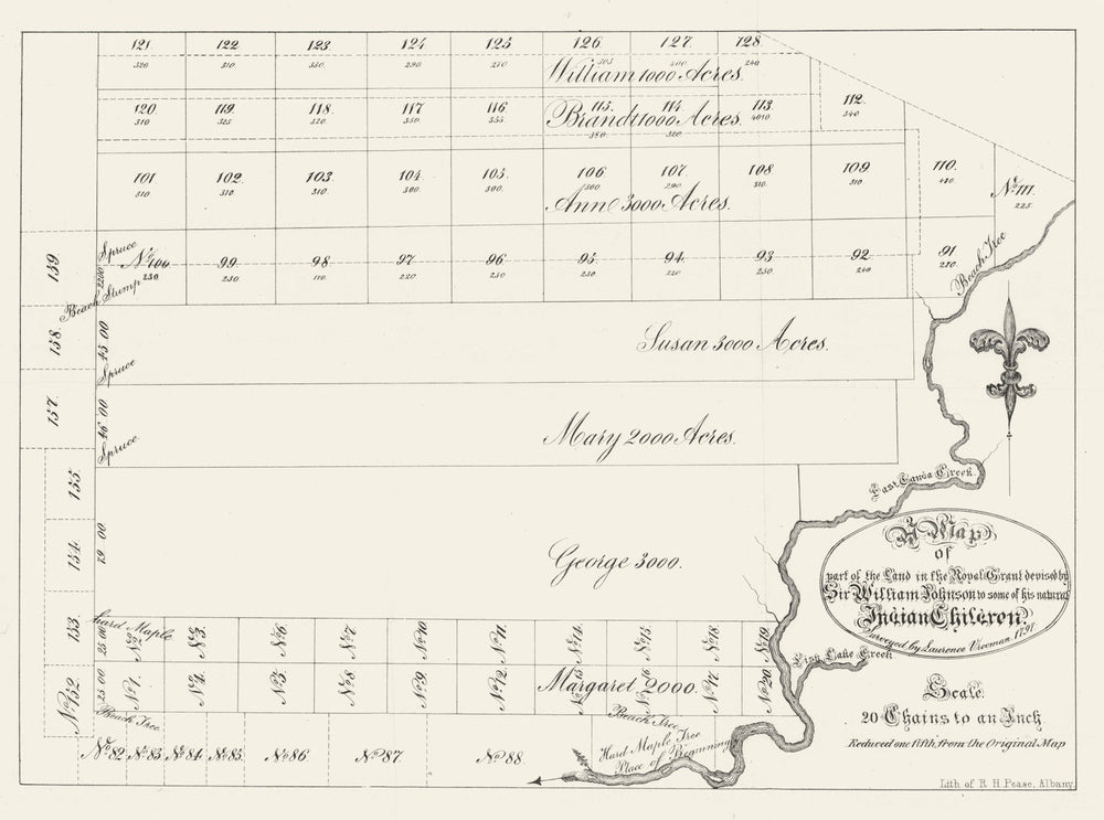 William Johnson's Indian children land grant. New York 1797 (1849) old map