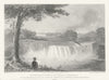 Great Seneca Falls on Casconchiagon, Genesee River in 1768. 1849 old print
