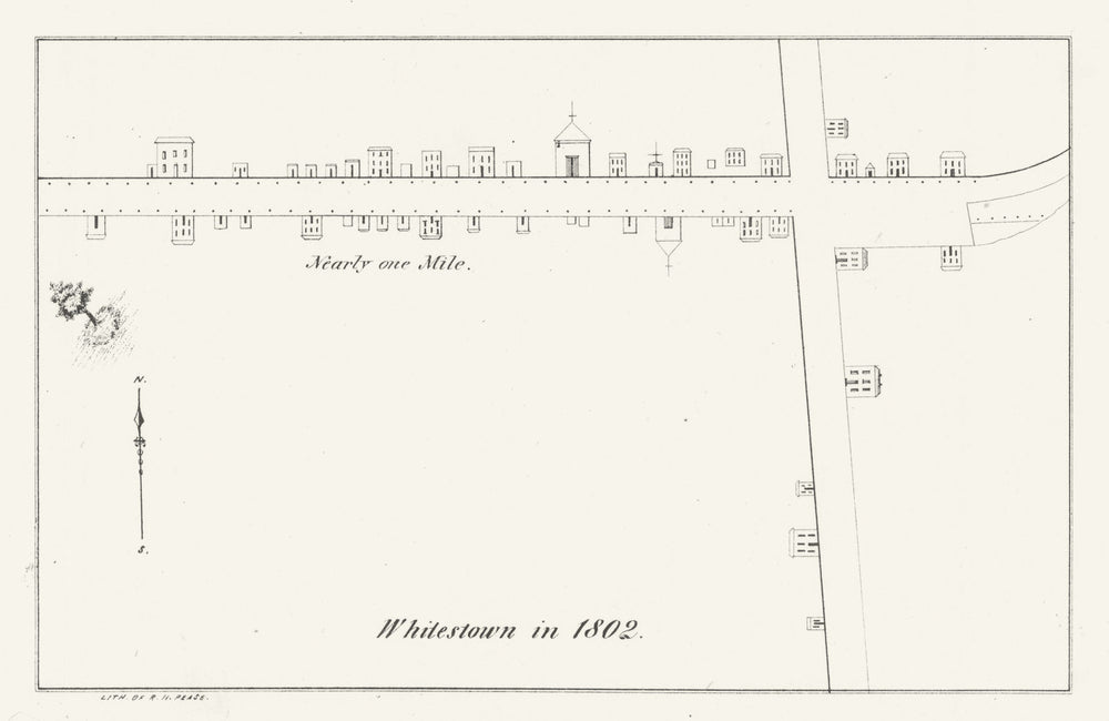 Town/city plan of Whitestown, New York in 1802. 1850 old antique map chart
