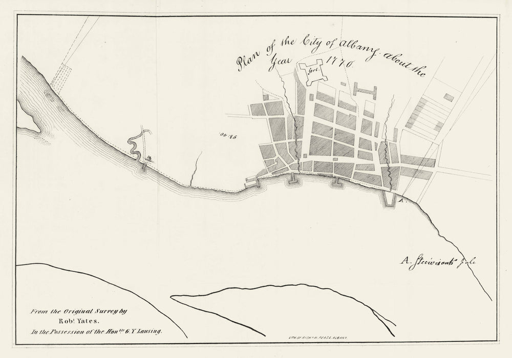 Plan of the city of Albany about the year 1770. New York. Robert Yates 1850 map