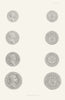 Rosa Americana Coins 1722-23. Georgius Rex Utile Dulci. King George 1850 print