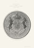 Great Seal of the Province of New York 1691 to 1705. 1851 old antique print
