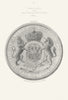 Great Seal of the Province of New York 1718 (reverse). 1851 old antique print