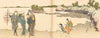 JAPAN. Walk by the Sea. Double plate. By Hokusai 1890 old antique print