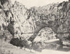 ARDÈCHE. Le pont D'arc, sur L'ardéche (Côté Aval)  1900 old antique print
