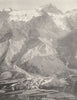 HAUTES- ALPES. La Meije et le Village de la grave 1900 old antique print