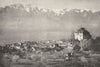 SAVOIE. Château châtelard, clarens et Alpes de Savoie 1900 old antique print