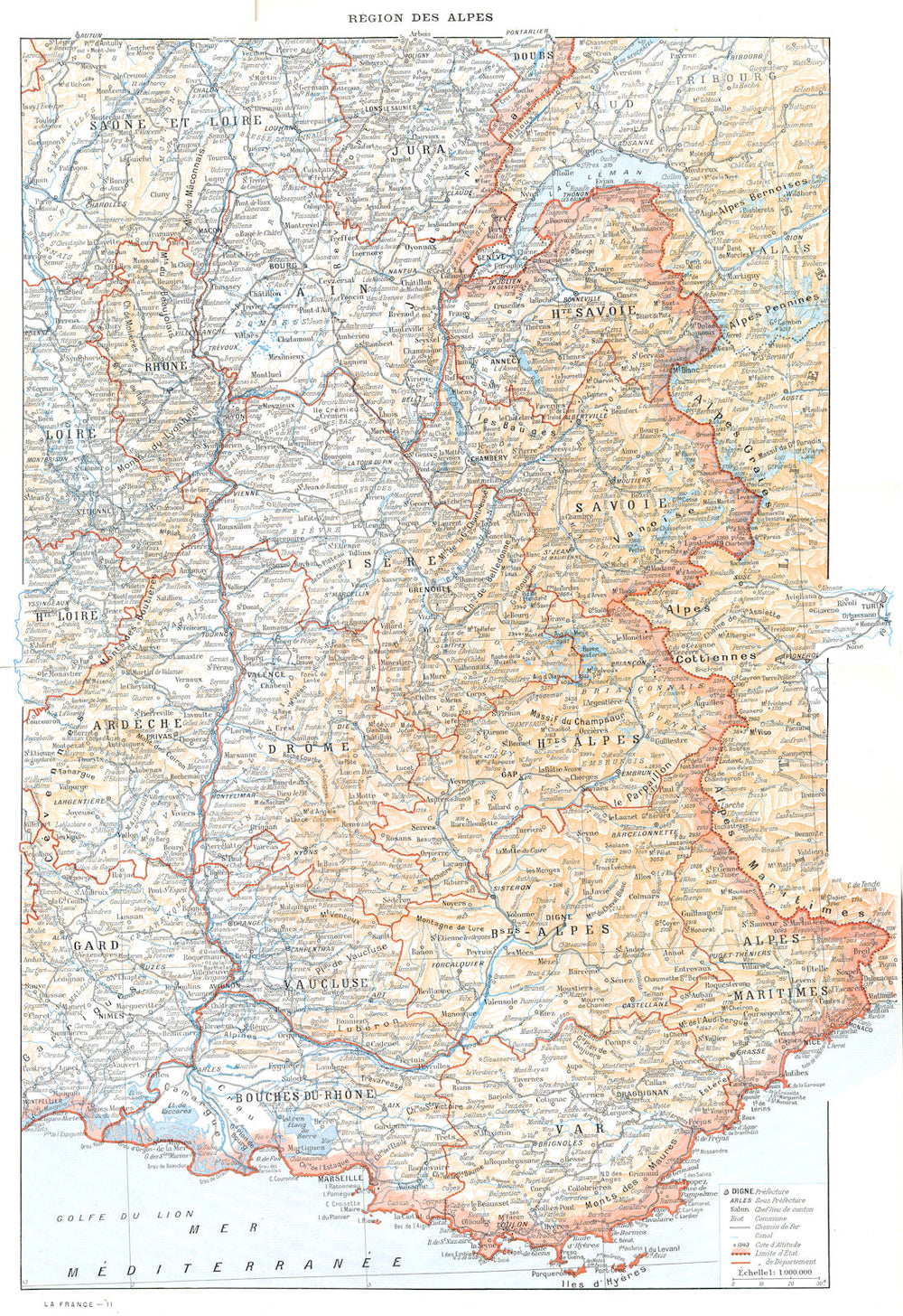 SAVOIE. Region des Alpes 1900 old antique vintage map plan chart