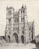 SOMME. Cathédrale D'amiens 1900 old antique vintage print picture