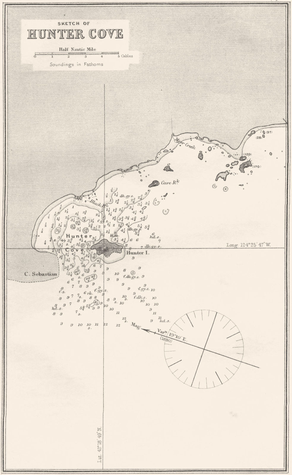 OREGON. Sea chart of Sketch of Hunters Cove 1881 old antique map plan