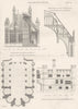 LONDON.Henry 7th chapel Westminster;Gt Hall,Hampton Ct Palace;inner Quad 1880