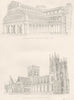 ITALY. cath. Campanile Pisa; York cath.  1880 old antique print picture