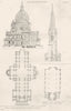 LONDON. Cathedral of St. Paul; church of St. Bride. Fleet Street 1880 print