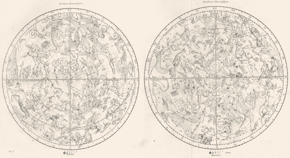 ASTRONOMY. Constellations; Northern Hemisphere; Northern Hemisphere 1880 map