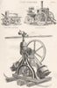 FIRE- ENGINES. Hand; Steam; Floating- engine- Perspective elevation 1880 print