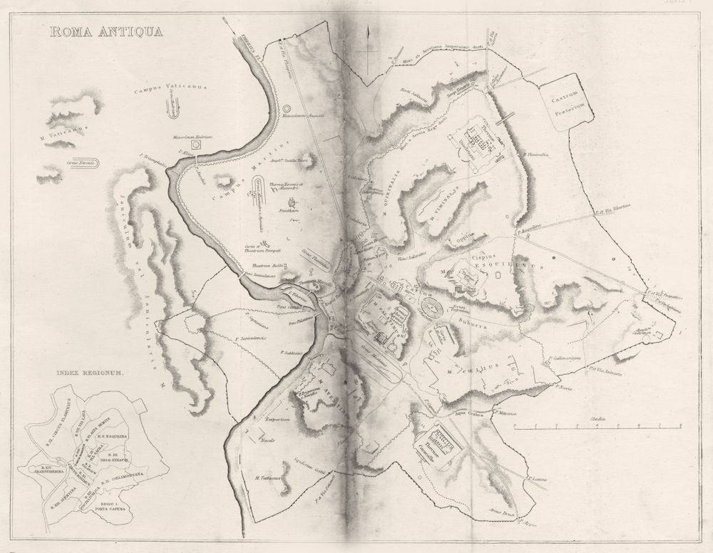 ITALY. Roma (Rome) Antiqua 1880 old antique vintage map plan chart
