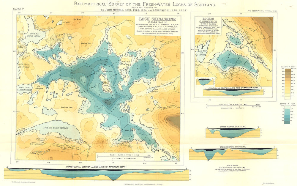 SCOTTISH LOCHS.Loch Skinaskink(Polly Basin);Lochan Gainmheich. RGS 1904 map