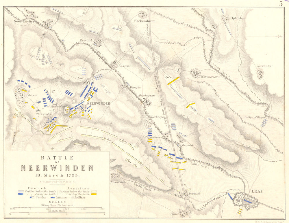 BATTLE OF NEERWINDEN. 18 March 1793. Belgium. French Revolutionary Wars 1848 map