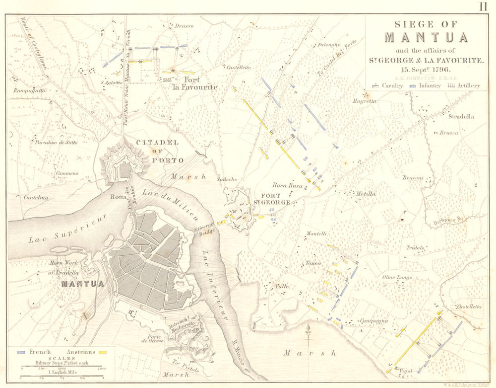 SIEGE OF MANTUA. ST GEORGE & LA FAVOURITE. 15 Sept 1796. Italy 1848 old map