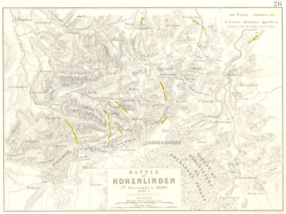 BATTLE OF HOHENLINDEN. 3rd December 1800 - sheet 2. Germany 1848 old map
