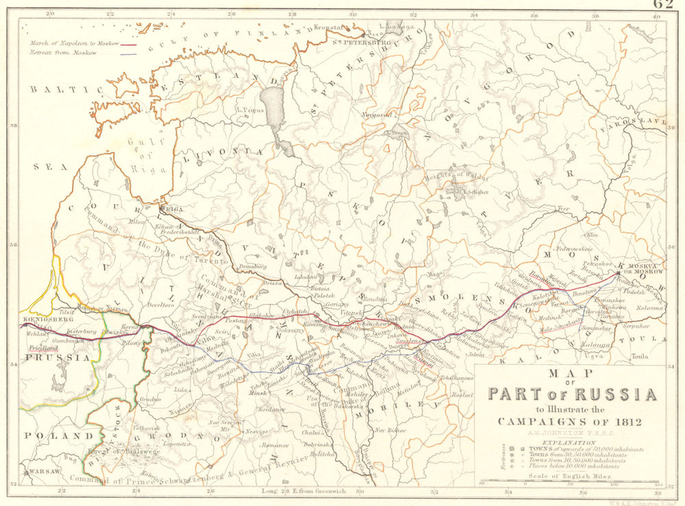 LATVIA LITHUANIA ESTONIA. Illustrating 1812 campaigns. Napoleonic Wars 1848 map