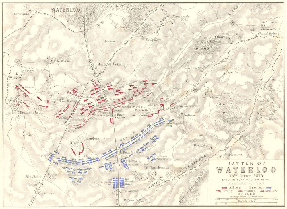 BATTLE OF WATERLOO. 18th June 1815 - sheet 1. Belgium. Napoleonic Wars 1848 map
