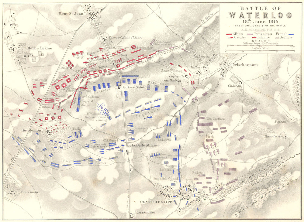 BATTLE OF WATERLOO. 18th June 1815 - sheet 2. Belgium. Napoleonic Wars 1848 map