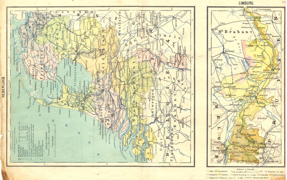 NETHERLANDS. Nederland; Limburg 1922 old antique vintage map plan chart