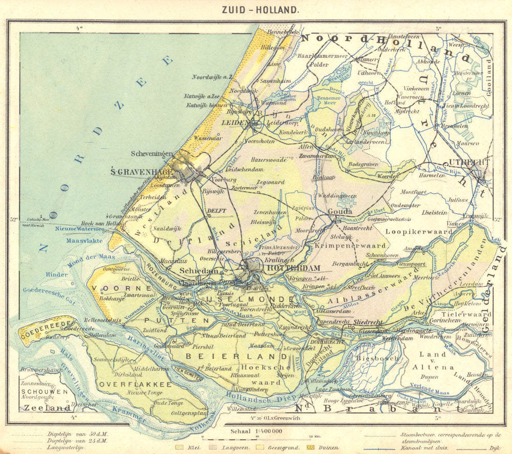 NETHERLANDS. Zuid- Holland 1922 old antique vintage map plan chart