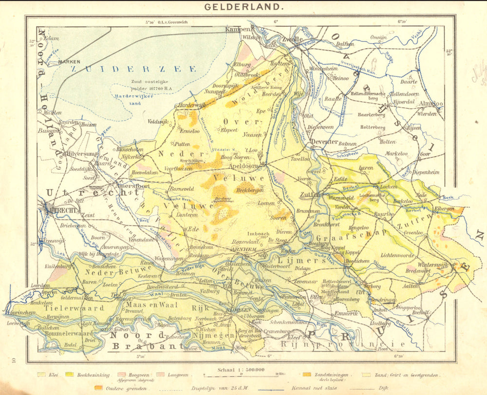 NETHERLANDS. Gelderland 1922 old antique vintage map plan chart