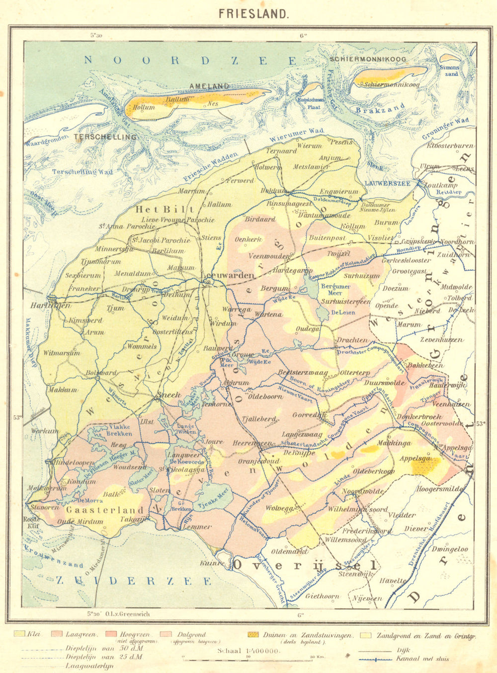 NETHERLANDS. Friesland 1922 old antique vintage map plan chart