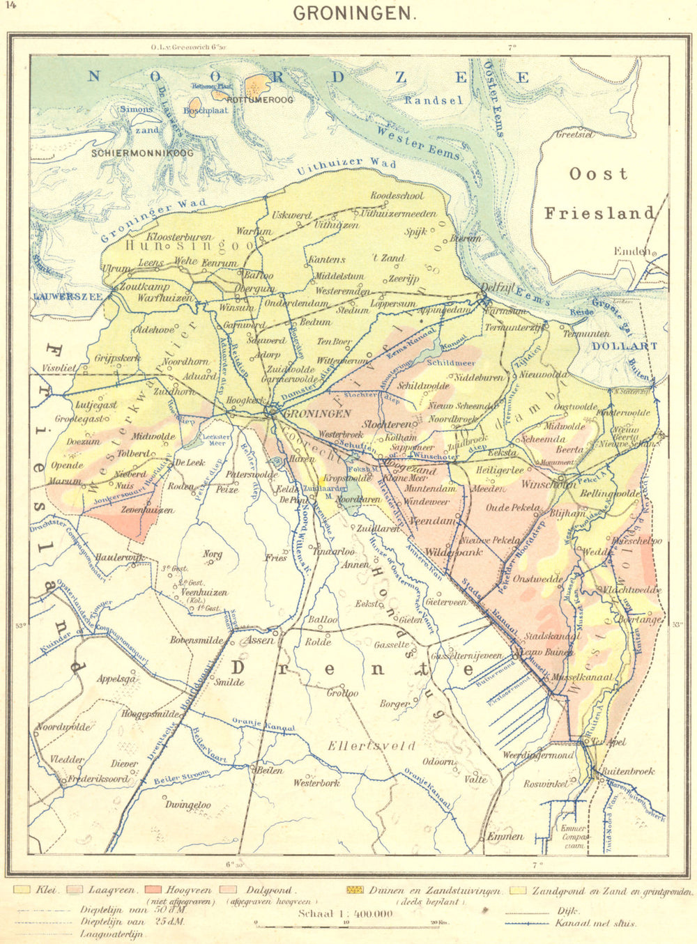 NETHERLANDS. Groningen 1922 old antique vintage map plan chart