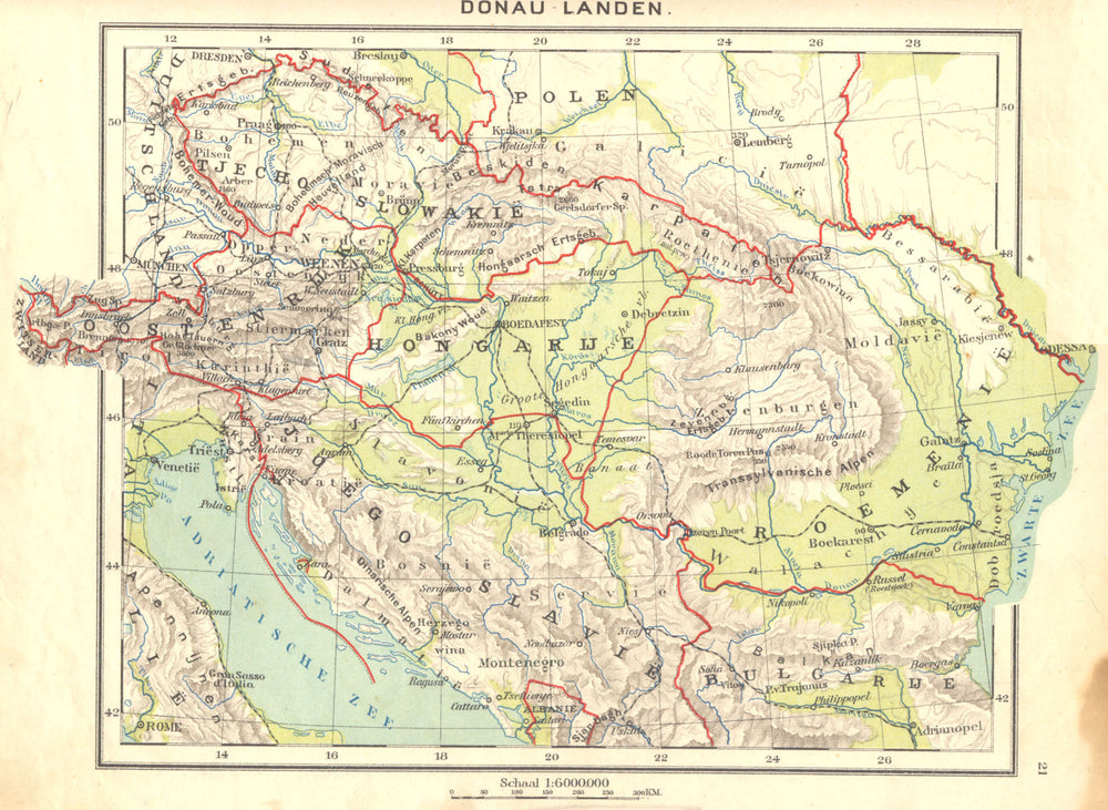 EUROPE. Donau- Landen 1922 old antique vintage map plan chart