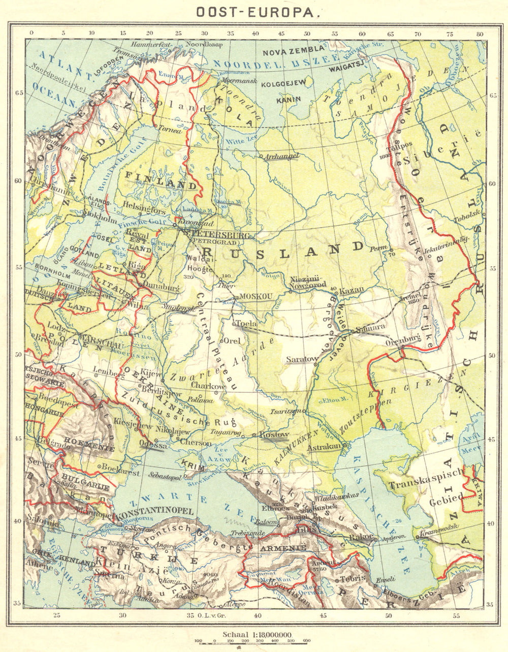 EUROPE. Oost- Europa 1922 old antique vintage map plan chart