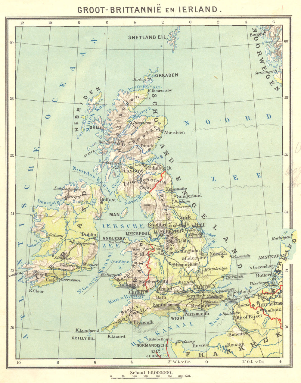 UK. Groot- Brittannië en Ierland 1922 old antique vintage map plan chart
