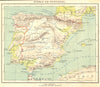 PORTUGAL. Spanje en Portugal 1922 old antique vintage map plan chart