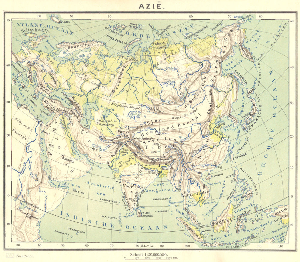 ASIA. Azië (1)  1922 old antique vintage map plan chart
