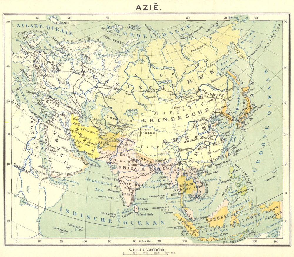 ASIA. Azië (2)  1922 old antique vintage map plan chart