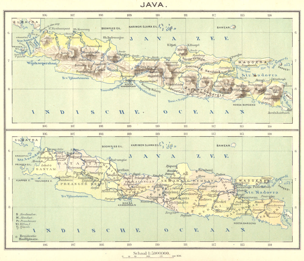 INDONESIA. Java 1922 old antique vintage map plan chart