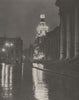 LONDON. Wet weather brightens the lights of Trafalgar Square 1926 old print