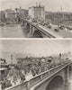 LONDON BRIDGE. Sunday morning and Monday morning. Buses Cycles cars 1926 print